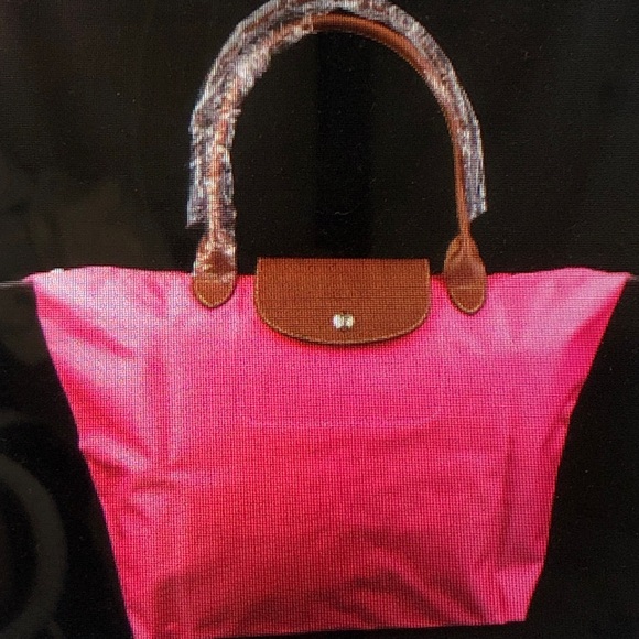 Longchamp Fuchsia Tote with Brown Accents - Picture 2 of 10